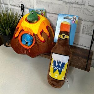 Vibrant Life Cozy Buddy Bundle Volcano Dino Hide Dog Toy & Beer Toy